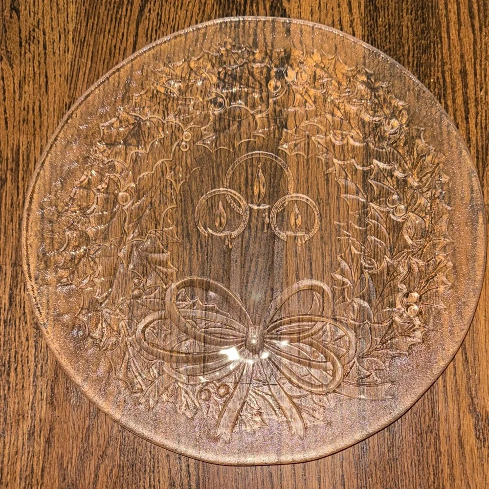 Vintage Holly Wreath 13” Round Hostess Platter - Handmade in the USA